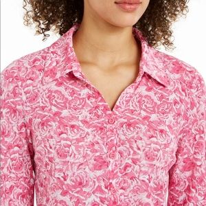 NWT Women's Charter Club Printed Button Front Top SIZES XS S M